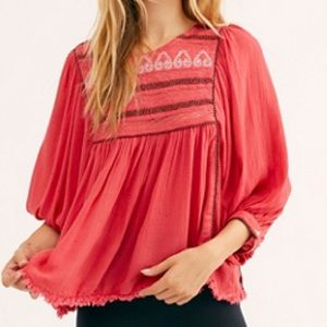 Free People Cyprus Avenue Embroidered Top